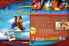 Sunny Florida Vacations Rentals Postcard Front